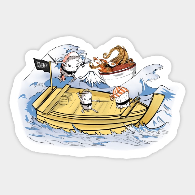 Sushi pirates - black Sticker by Uwaki